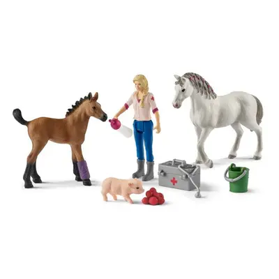 Schleich Návštěva lékaře u klisny a hříběte