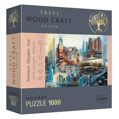 Trefl Dřevěné puzzle 1000 - New York - koláž