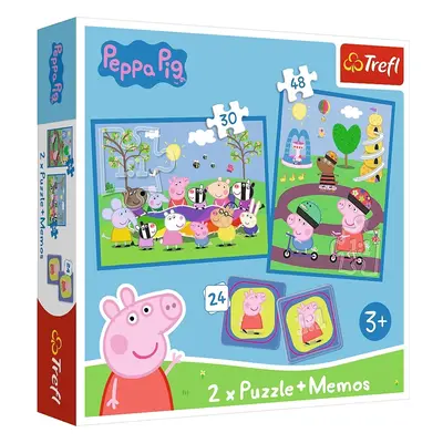 Trefl Puzzle 2v1 + pexeso - Šťastné chvíle s prasátkem Peppa / Peppa Pig