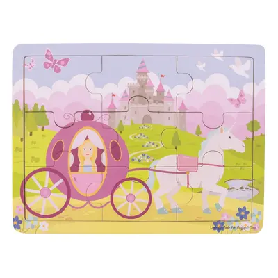 Bigjigs Toys Dřevěné puzzle princezna s kočárem