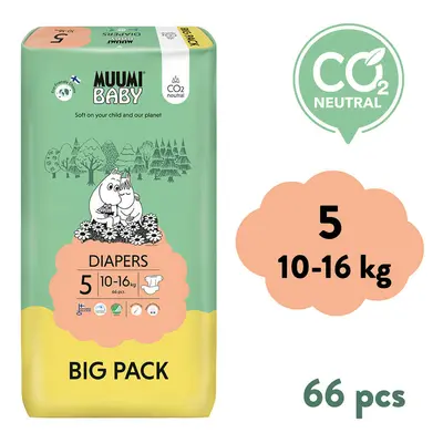 Muumi Baby 5 Maxi+ 10-16 kg (66 ks), eko pleny