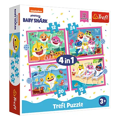 Trefl Puzzle 4v1 - Žraločí rodina / Viacom Baby Shark