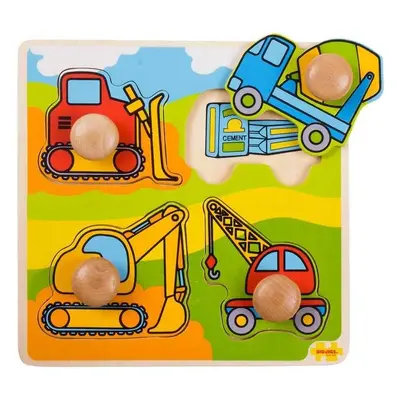 Bigjigs Toys Vkládací puzzle stavební stroje