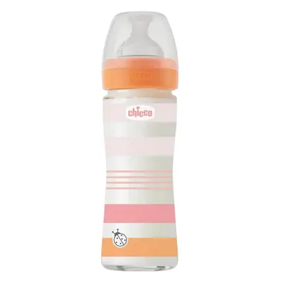 CHICCO Láhev kojenecká sklo Well-being silikon 240ml dívka