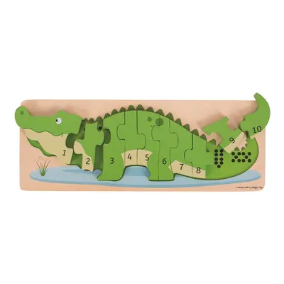 Bigjigs Toys Vkládací puzzle krokodýl s čísly