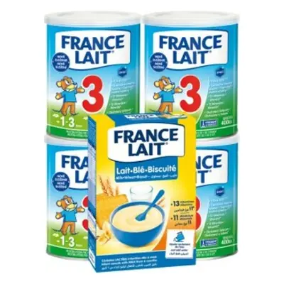 France Lait 3 mléčná výživa na podporu růstu pro malé děti od 1 roku 4x400g + kaše