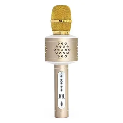 Mikrofon karaoke Bluetooth zlatý na baterie s USB kabelem