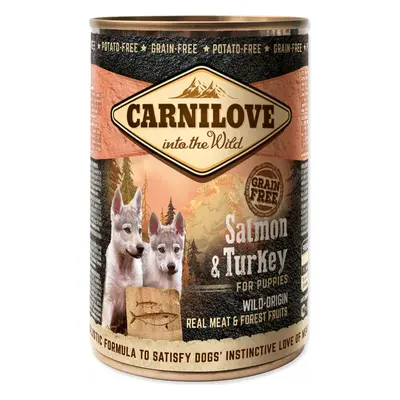 Konzerva Carnilove Wild Meat Puppy losos a krůta 400g