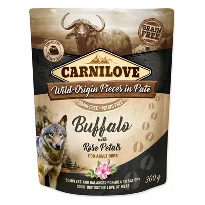 Kapsička Carnilove Dog buvol s listy růží, paté 300g