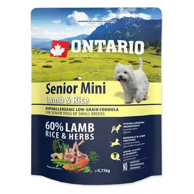 Krmivo Ontario senior Mini Lamb & Rice 0,75kg