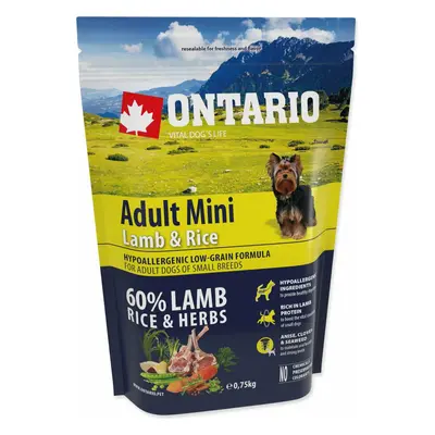 Krmivo Ontario Adult Mini Lamb & Rice 0,75kg