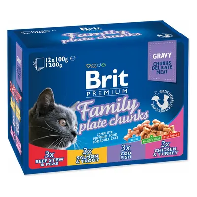 Kapsička Brit Premium Cat Family Plate v omáčce Multi 1200g (12x100g)