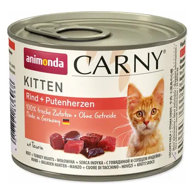 Konzerva Animonda Carny Kitten hovězí a krůtí srdce 200g