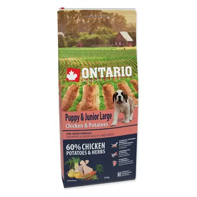 Krmivo Ontario Puppy & Junior Large Chicken & Potatoes 12kg