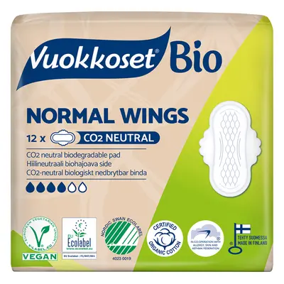 VUOKKOSET BIO Vložky s křidélky Normal Wings (12 ks)