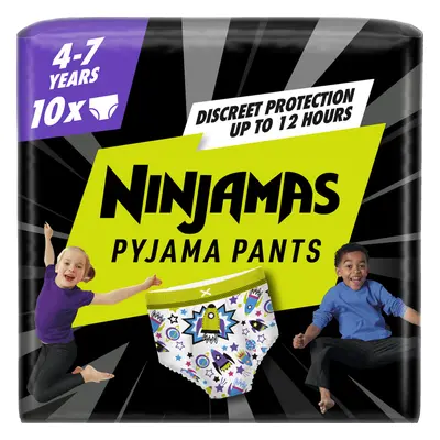 PAMPERS Kalhotky plenkové Ninjamas Pyjama Pants Kosmické lodě, 10 ks, 7 let, 17kg-30kg