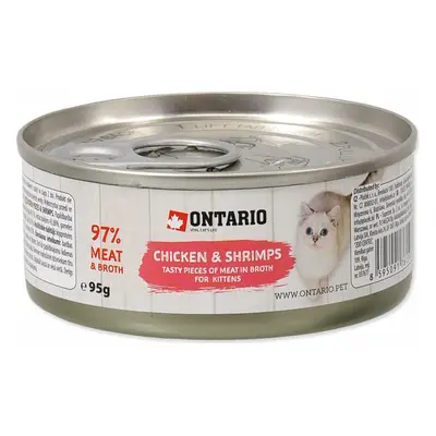 Konzerva Ontario Kitten kuřecí kousky s krevetami 95g