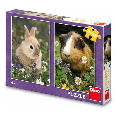 Puzzle Králíček a morče 2x48 dílků