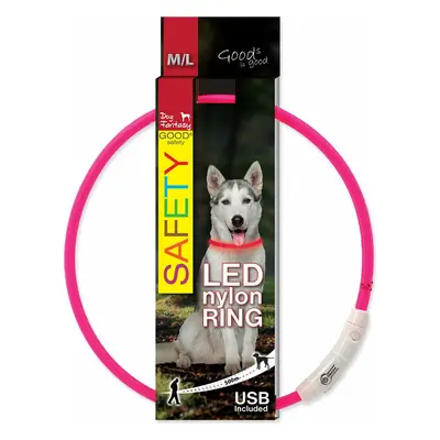 Obojek Dog Fantasy LED nylon růžový 65cm