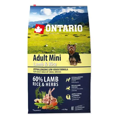 Krmivo Ontario Adult Mini Lamb & Rice 6,5kg