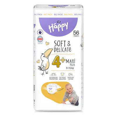 BELLA HAPPY Baby Plenky jednorázové Maxi Plus 9-15 kg Big Pack 56 ks