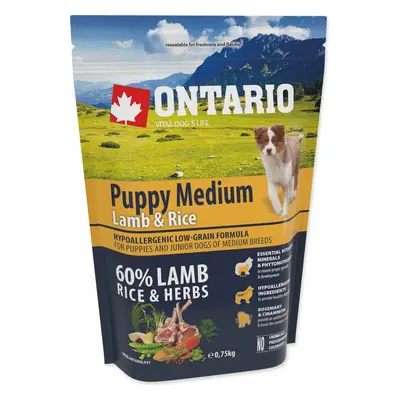 Krmivo Ontario Puppy Medium Lamb & Rice 0,75kg