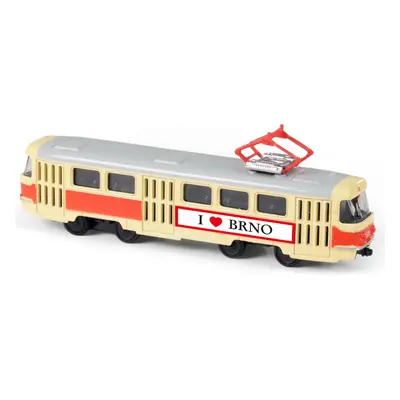 Kovová česká retro tramvaj, 16 cm Brno