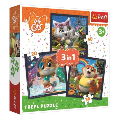 Trefl Puzzle 3v1 - Seznamte se s milými kočkami / Rainbow 44 cats