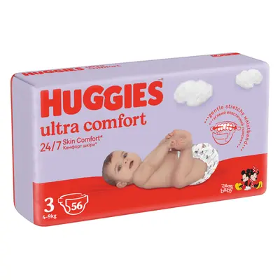 HUGGIES® Ultra Comfort Jumbo Plenky jednorázové 3 (4-9 kg) 56 ks