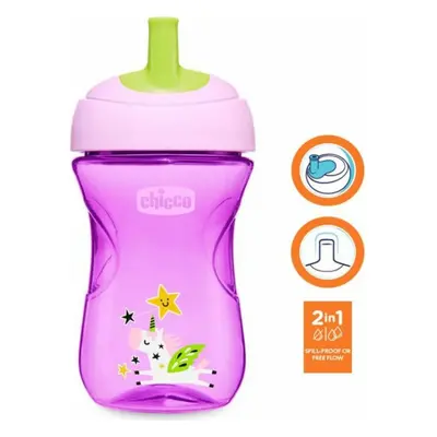 CHICCO Hrnek Advanced se slámkovým náustkem 266 ml fialový 12m+