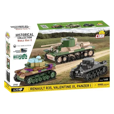 Cobi 3 tanky: Panzer I, Valentine IX, Renault R, 1:35, Muzeum tanků, Les Blindes in Sau