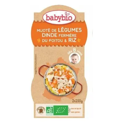 BABYBIO Menu zelenina s krůtím masem a rýží (2x 200 g)