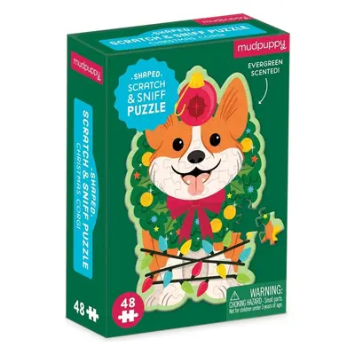 Mudpuppy Puzzle Vánonční pes Corgi s vůní chvojí 48 dílků