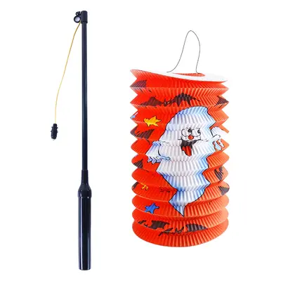 Lampion Halloween 15 cm se svítícím hůlkou 39 cm oranžový