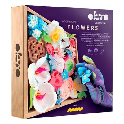 OKTO ROMANCE Výtvarná modelovacia sada DIY kvetiny s dreveným rámom 21x21 cm