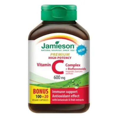 Jamieson Vitamin C PREMIUM s bioflavonoidy 600mg 120 vegetariánských kapslí