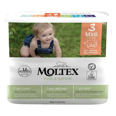 MOLTEX Pure&Nature Plenky jednorázové Midi 4-9 kg, ekonomické balení (4x 33 ks)