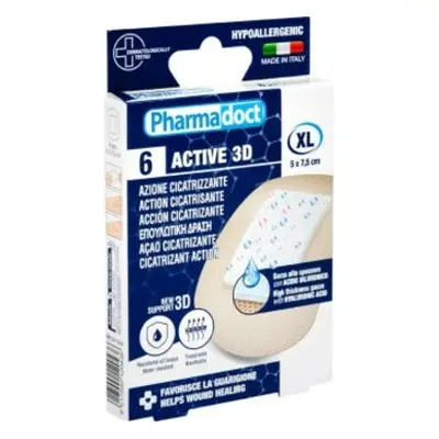 Pharmadoct Active 3D náplast s KYSELINOU HYALURONOVOU s hojivým účinkem XL 6ks