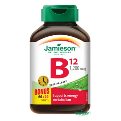 Jamieson Vitamin B12 methylkobalamin 1200mcg s postupným uvolňováním 80 tablet