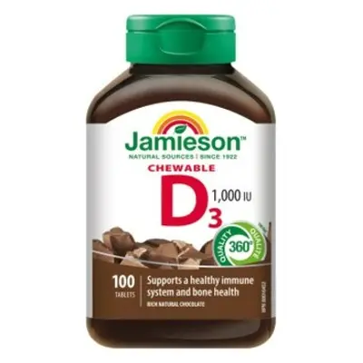 Jamieson Vitamin D3 1000 IU tablety na cucání s příchutí čokolády 100 tablet