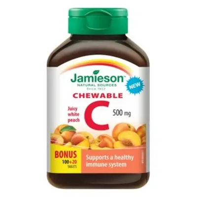 Jamieson Vitamin C 500 mg tablety na cucání s příchutí broskve 120 tablet