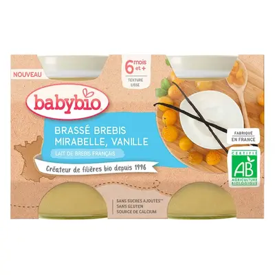 BABYBIO Brassé z ovčího mléka mirabelky vanilka 2x130 g