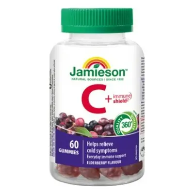 Jamieson Vitamin C+ Immune Shield Gummies s příchutí bezu 60 pastilek