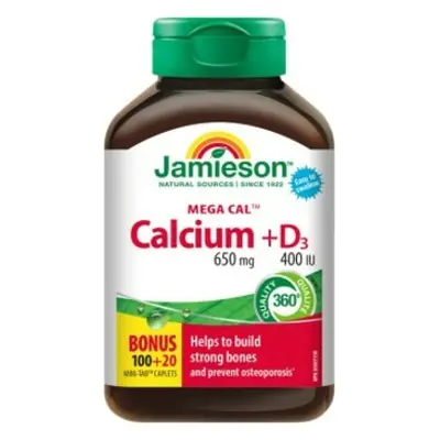 Jamieson Mega Cal™ vápník 650mg s vitamínem D3 400 IU 120 tablet