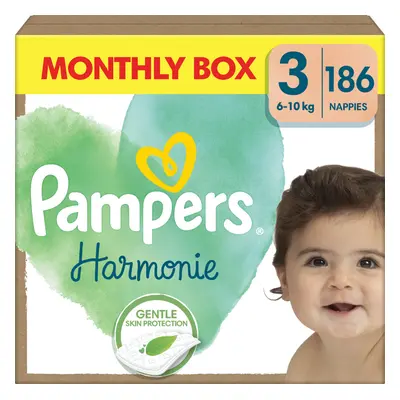 PAMPERS Plenky jednorázové Harmonie Baby vel. S 3, 186 ks, 6kg-10kg