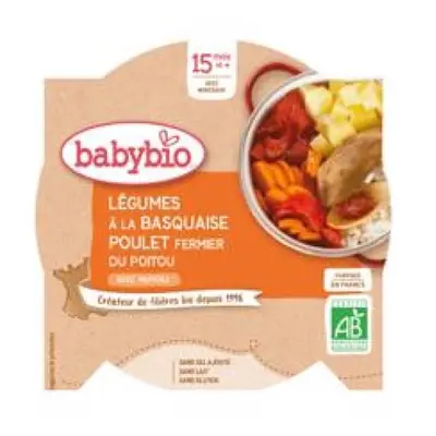 BABYBIO Menu zelenina s kuřecím masem a rýží (260 g)