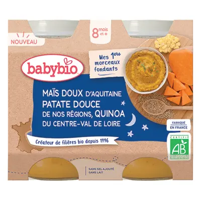 BABYBIO Bio sladká kukuřice, sladké brambory a quinoa 2x200 g