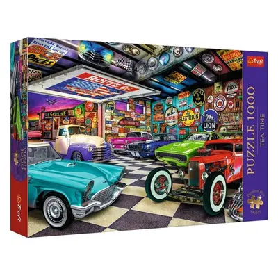 TREFL Puzzle 1000 Premium Plus Kvalita Čas na čaj Garáž sběratele automobilů