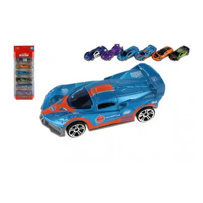 Auto sportovní 6ks kov/plast 8cm na volný chod 10,5x27,5x4cm