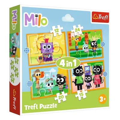 Trefl Puzzle 4v1 Milo, seznamte se s Milem a jeho přáteli